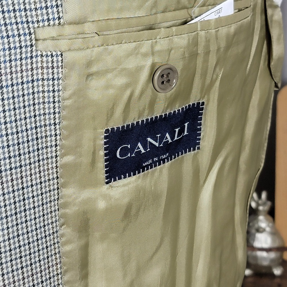 Canali Modello AL 1330/00 Mens Sport Coat 3 Button Multi Color Houndstooth 42R - Picture 14 of 16